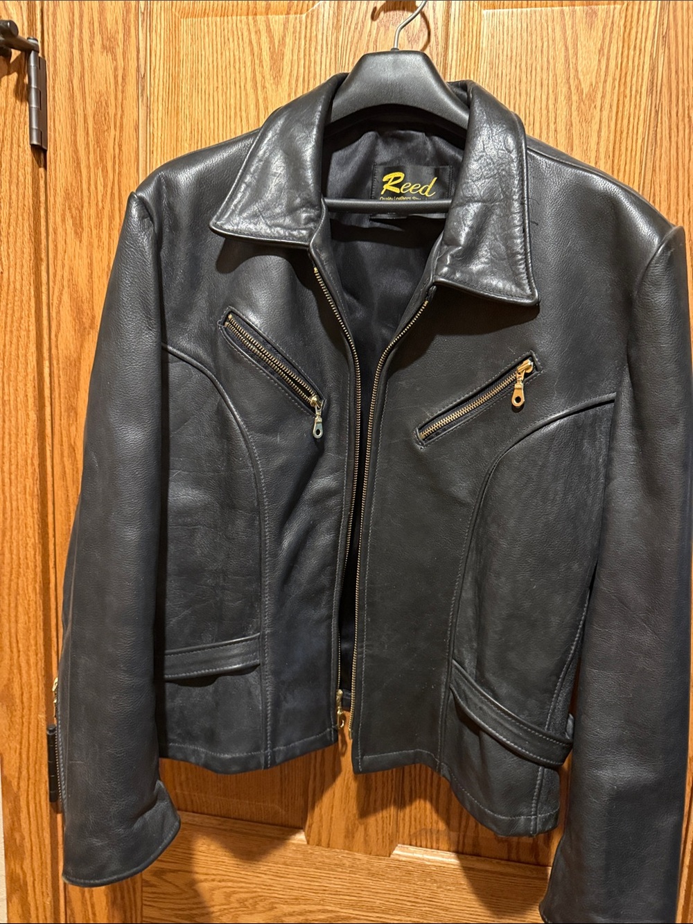 Women's Black Leather Bomber Jacket